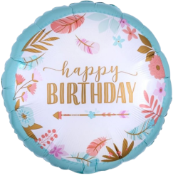 Autumnal Print Happy Birthday Balloon