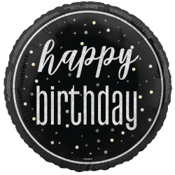 Black Glitz Happy Birthday Balloon