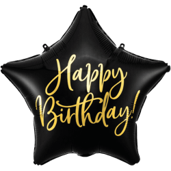 Black Star Happy Birthday Balloon