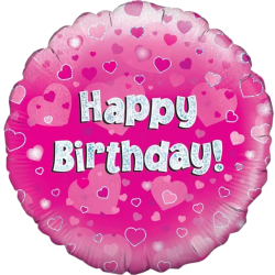 Bright Pink Happy Birthday Balloon
