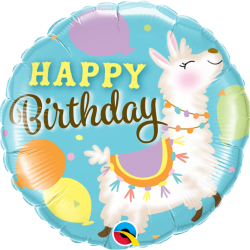 Colourful Llama Happy Birthday Balloon