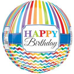 Colourful Stripes Birthday Orbz Balloon