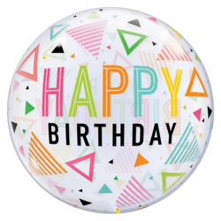 Colourful Triangles Happy Birthday Bubble Balloon