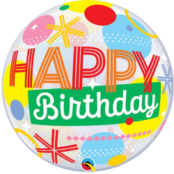 Dots & Stripes Happy Birthday Bubble Balloon