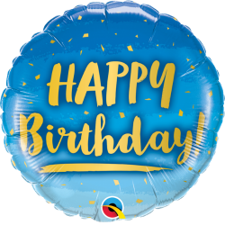Gold Fleck Happy Birthday Balloon