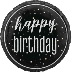 Happy Birthday Silver Glitz Round Balloon from Cardiff Balloons