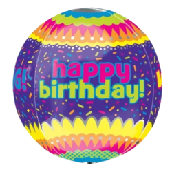 Multi Coloured Birthday Orbz Balloon