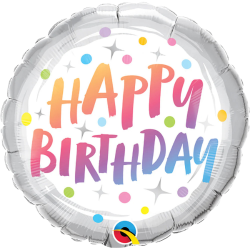 Multicoloured Spotty Happy Birthday Balloon