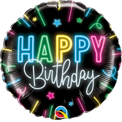Neon Party Happy Birthday Balloon