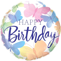 Pastel Butterflies Happy Birthday Balloon