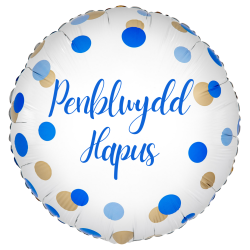 Penblwydd Hapus Blue Balloon