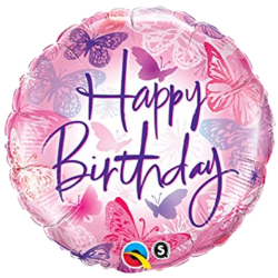Pink Butterflies Happy Birthday Balloon