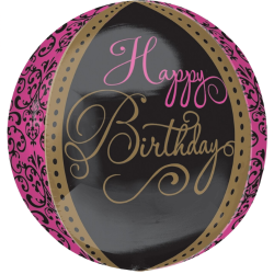 Pink Glitz Birthday Orbz Balloon
