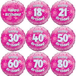 Pink & Silver Birthday Balloon