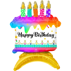 Rainbow Cake Air Filled Birthday Balloon