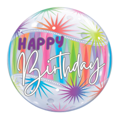 Star Burst Happy Birthday Bubble Balloon