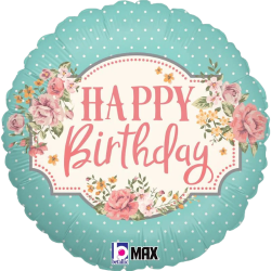 Vintage Floral Happy Birthday Balloon