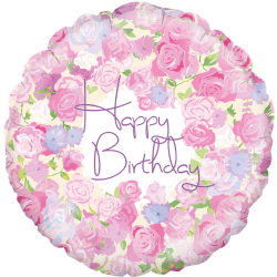 Vintage Flowers Happy Birthday Balloon