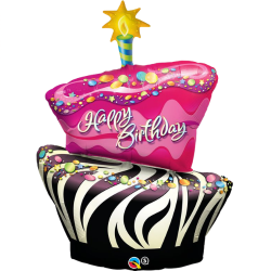 Zebra Cake Birthday Supershape Balloon