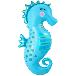 Blue Seahorse Foil Balloon