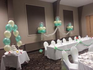 Lovely Summer Wedding Balloons In Mint and Ivory at St Peters Hall By Cardiff Balloons
