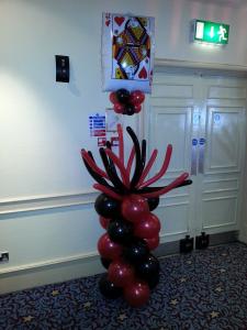 Spider topped pillar with giant floating playing card at The Angel Hotel Cardiff