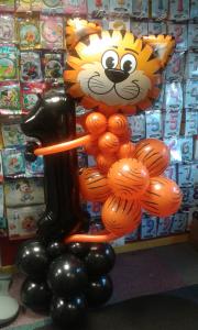 Tiger Holding A Number 1. Available In Other Ages and Other Animals From Cardiff Balloons
