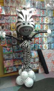 Zebra Number 1. Great fun character for a birthday. Available in other ages and animals from #cardiffballoons