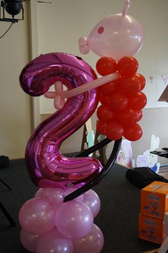 Peppa Pig Holding On To A Number 2. Available In Other Characters and ages from Cardiff Balloons